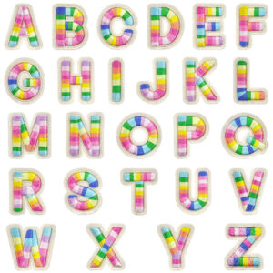 oly-06f71c5267d22ca9b0bcadcd8c105bf6 Wholesale Polyester Embroidered Letter Patches Rainbow Design Self-Adhesive for Shoes Hats