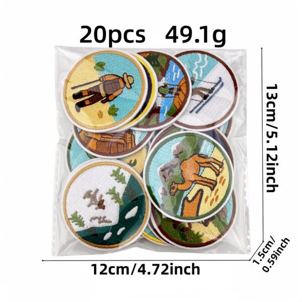 Wholesale Vintage Outdoor Embroidery Patch Set 20Pcs Camping Adventure Badge Trendy Fashion Accessory for Gift Giving
