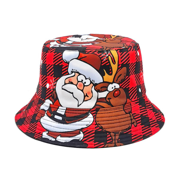 Wholesale Santa Pattern Bucket Hat Red Unisex Foldable Sun Hat Trendy Outdoor Accessory