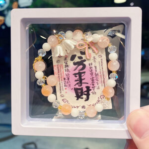 Orange lily of the valley flower bow bracelet (boxed with cardboard)