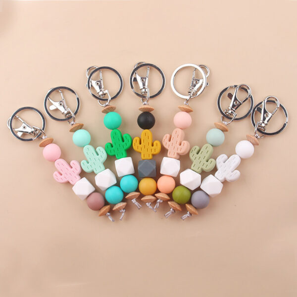 oly-0710c03d93de2115ae482c3942241a69 Wholesale Silicone Cartoon Cactus Beaded Keychain Korean Style DIY Accessory