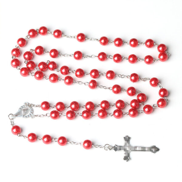 oly-0717744781cfb8b1102e2842d4049b09 Wholesale Rosary Cross Pearl Necklace Fashion Accessory for Boutique Resale