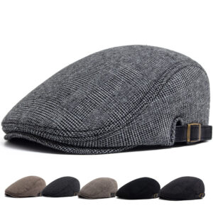 Wholesale Vintage Plaid Wool Peaked Cap, Winter Hat, Fashion Accessory, Everyday Boutique Gift