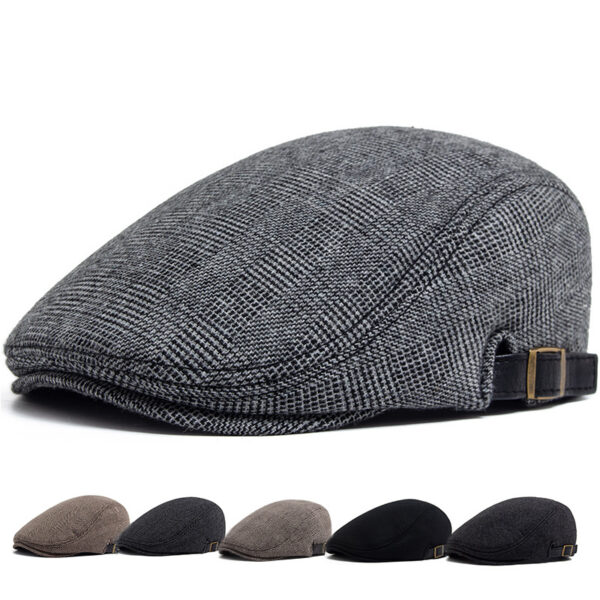 Wholesale Vintage Plaid Wool Peaked Cap, Winter Hat, Fashion Accessory, Everyday Boutique Gift