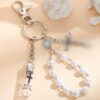 Wholesale Glass Cross Holy Water Bottle Keychain Pearl Pendant, Baptism Party Gift Accessory