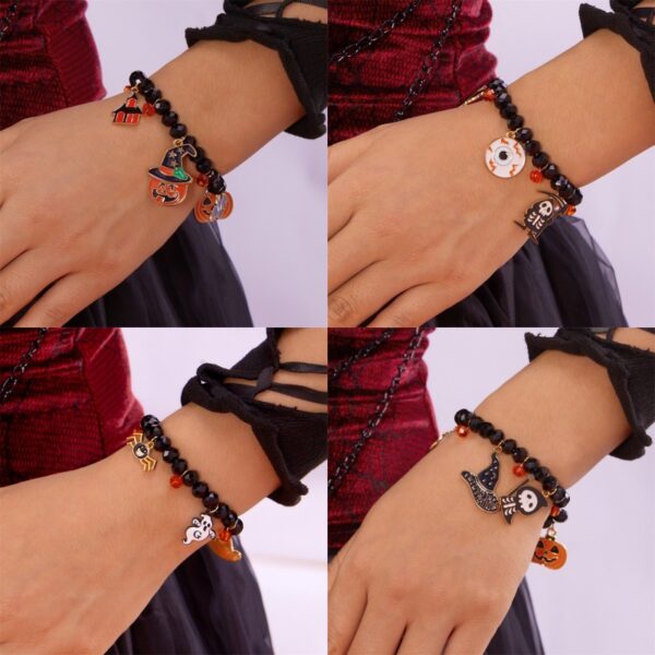 oly-074cee3b60d22c7f0210bc1f9276ffcf Wholesale Halloween Ghost Pumpkin Bracelet Alloy Crystal Bead Bat Pendant Jewelry Accessory