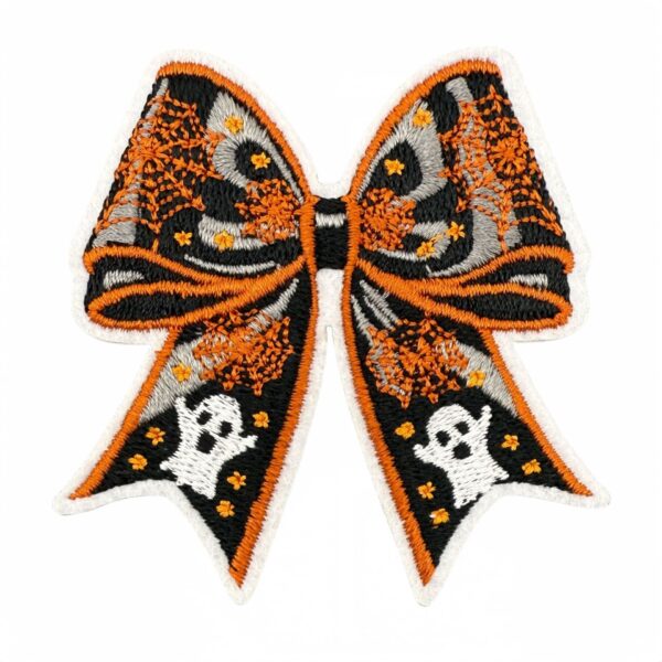 Wholesale Polyester Thread Iron-On Bow Embroidery Patch - Halloween Decorative for Resale