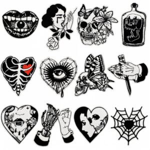 oly-0754ebed66aad442ea3d96ad12599946 Wholesale Punk Horror Black White Embroidered Patch - Trendy Fashion Accessory for Bags, Jeans, Hats