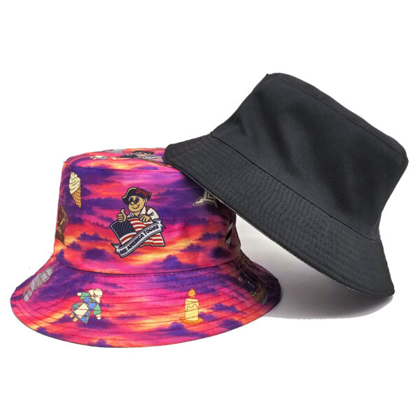 Wholesale Stylish Cartoon Print Bucket Hat Tie Dye Sun Protection Fashion Accessory for Resale