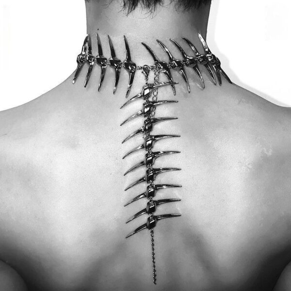 Wholesale Stylish Hip Hop Thorns Spikes Punk Long Chain Necklace Fashion Jewelry Accessory Gift