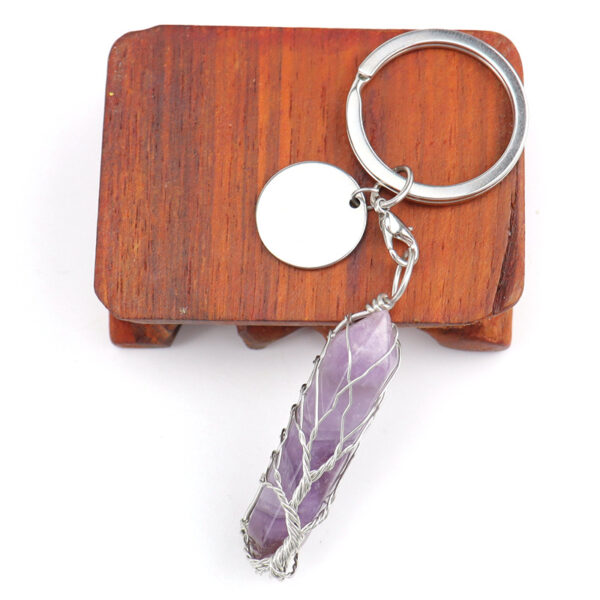 oly-0764636678fce29f4867e5db412ab0c4 Wholesale Crystal Tree of Life Hexagonal Prism Keychain Pendant Fashion Gift for Bag Decor