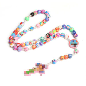 Wholesale Colorful Cross Rosary Necklace Polymer Clay Beads for Kids Casual Fashion Accessory