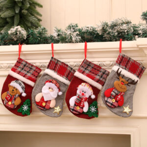 oly-07ce9041d6e5ad06c418611c6c1406a0 Wholesale Plaid Christmas Stocking Decorative Accent Tree Hanging Gift Bag