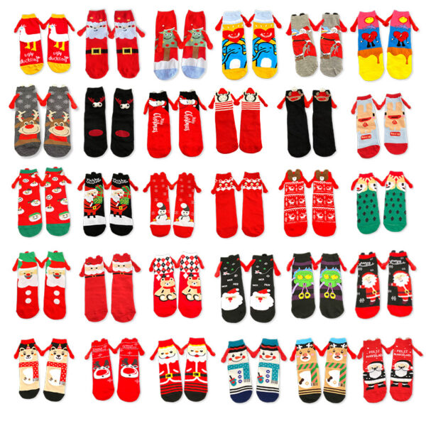 oly-07dff97238b316bee252a604151ba614 Wholesale Anime Cartoon Christmas Couple Socks Medium Tube Polyester Cotton for Women Gift
