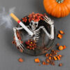 Wholesale Resin Flower Skull Ashtray Halloween Decorative Desktop Ornament for Home Office