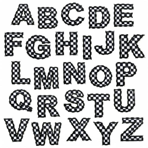 Wholesale American Street Style 36pcs Checkerboard Letter Number Cloth Patches for DIY Decoration Resale Gift