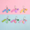 Wholesale Resin Heart Bell Keychain Candy Color DIY Building Block Bag Charm for Gifts Souvenirs