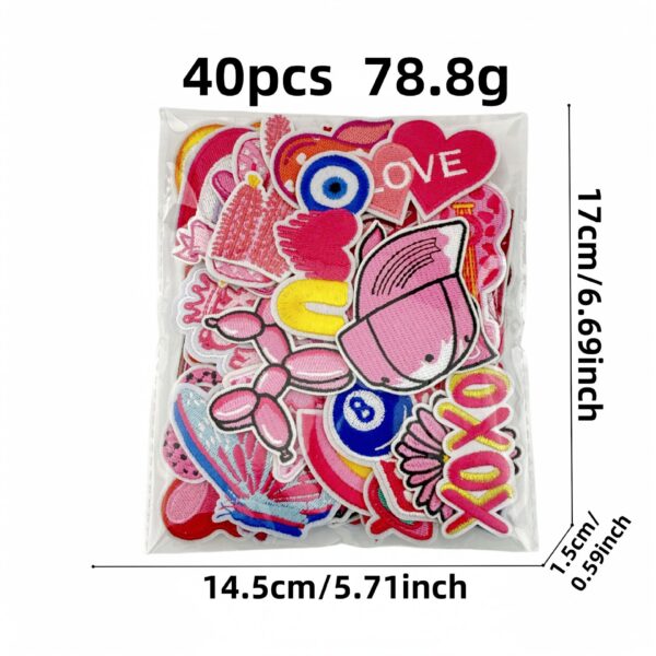 Wholesale Cartoon Pink Embroidered Heart Star Patch Decorative Iron On Clothing Accessory Gift