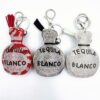 Wholesale Rhinestone Perfume Bottle Keychain Leather Tassel Bag Charm Trendy Gift Accessory