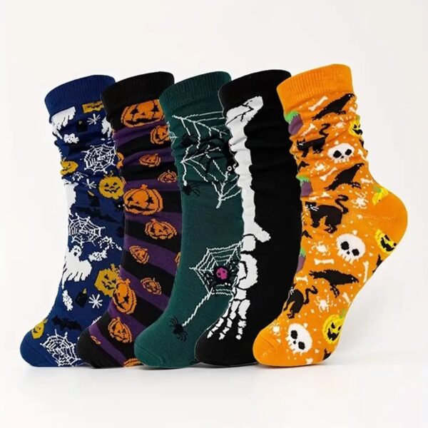 oly-081a2c57d6afd8b8401f212b0e6a041b Wholesale Halloween Skull Pumpkin Pattern Mid Calf Socks Polyester Unisex Fashion Accessory