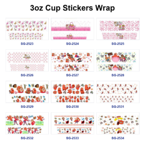 Wholesale 8pcs Mixed Fashion Accessories Cartoon Character Print 3oz Cup Stickers Wrap OLY Exclusive