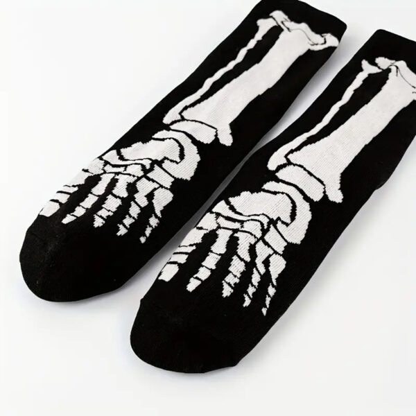 Wholesale Halloween Skeleton Cartoon Print Polyester Cotton Blend Mid Calf Socks for Men Women Gift