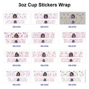 Wholesale 8pcs Mixed Zodiac Cartoon Girl Floral Decor Print 3oz Cup Stickers Wrap OLY Exclusive