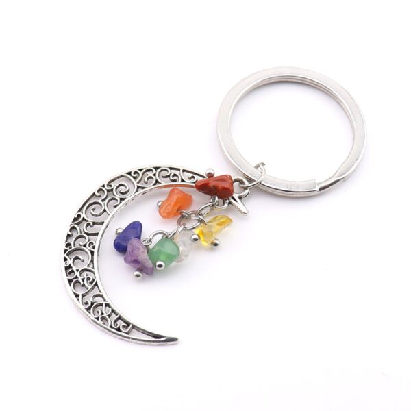 oly-0856b146c21025fcb078240bfaf68e10 Wholesale Rustic Moon Crushed Stone Keychain Metal Grape Cluster Bag Charm