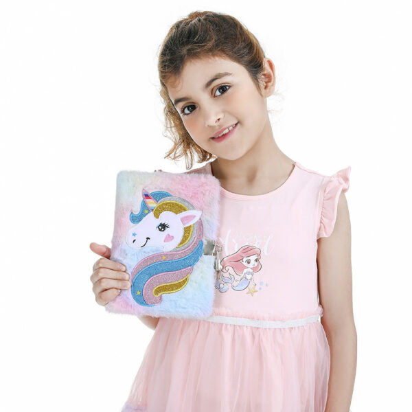 Wholesale A5 Plush Unicorn Notebook with Lock, Chic Journal for Kids and Gift Giving