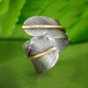 Wholesale Retro Cool Two-Tone Feather Open Ring Silver Adjustable Fashion Jewelry Accessory