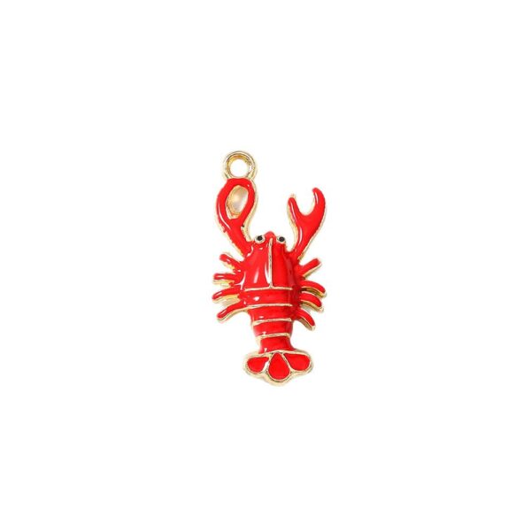 Wholesale Lobster Drop Oil Pendant DIY Jewelry Accessories Zinc Alloy Electroplating Red Keychain