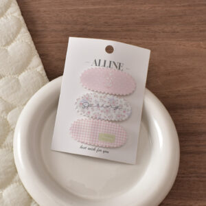 5# pink oval floral bb clip-3pcs