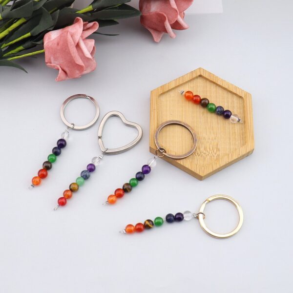 oly-08ccc051de73f1821af690d2f5f6be7c Wholesale Chic Colorful Stone Metal Keychain Pendant Fashion Accessory for Bags DIY