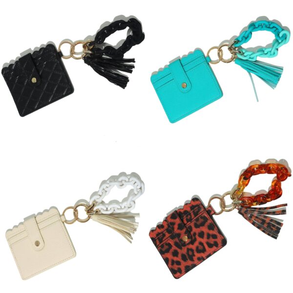 Wholesale European Style Geometric PU Leather Wristlet Keychain Wallet Fashion Accessory for Women