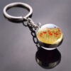 Wholesale Metal Poppy Flower Glass Ball Keychain Fashion Accessory Birthday Gift