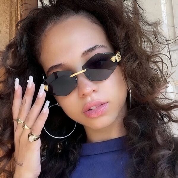 oly-08fea4c8c2789716df19702ff35933d2 Wholesale Y2K Frameless Sunglasses Gold Frame Gray Lens Fashion Street Style Outdoor Sun Protection