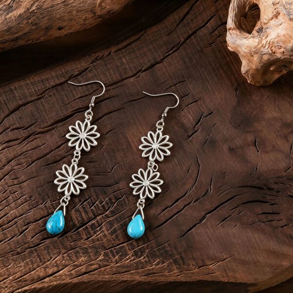 oly-0924027f7a670906d8032d19a7df1b21 Wholesale Zinc Alloy Hollow Flower Turquoise Bohemian Moon Earrings Jewelry Accessory for Women