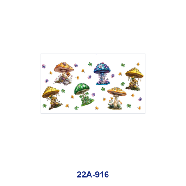 oly-092501e17ec7fe1584da32c00df43cb2 Wholesale 5pcs Whimsical Watercolor Mushroom Wild Flower Jewel Gem Mixed Decor Prints 16oz Cup UV DTF Wraps