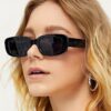 Wholesale Trendy Square Sunglasses White Frame Pink Lens Fashion Accessory Gift for Women