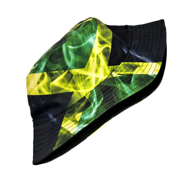 oly-0968769ff28da7851ac2e0bf84b04523 Wholesale Chic Jamaica Flag Print Double Sided Bucket Hat Outdoor Sun Hat for Resale