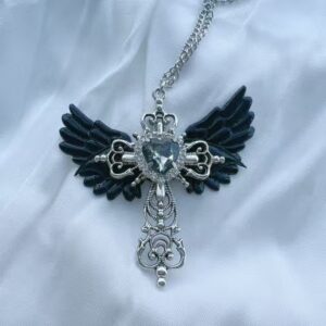 oly-099c1f5000e17e7d285f998e07409358 Wholesale Gothic Angel Cross Pendant Necklace Trendy Layered Chain Jewelry for Women Gift Boutique Resale
