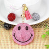 Wholesale New creative smiling face Korean velvet rhinestone keychain fashion tassel ladies bag pendant foreign trade jewelry