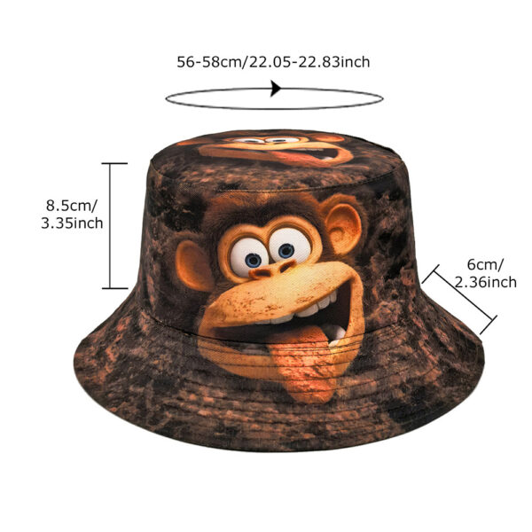 Wholesale Reversible Monkey Print Bucket Hat Trendy Sun Protection for Outdoor Beach Travel Resale Accessory