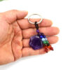 oly-09ef1cb733c5e32555bd52b7e200bf20 Wholesale Natural Crystal Stone Hexagram Keychain Pendant with Chakra Beads Decorative Bag Accessory