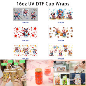 oly-09f3d92b2ddefb0f2cefd35a4a886134 Wholesale 5pcs Summer Autumn Cute Cartoon Pig Sports Beach Harvest Party Balloon Mixed Decor Prints 16oz Cup UV DTF Wraps
