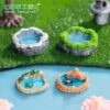 Wholesale Resin Miniature Fountain Tower Cartoon Style Decorative DIY Garden Ornament
