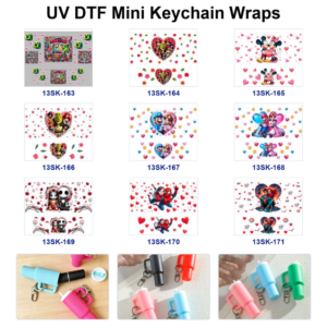 Wholesale 8pcs Cute Pattern Mini Cup Keychain Sticker