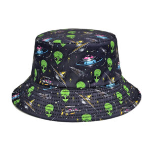 oly-0a8771741aede8cbf993edc28a5367f5 Wholesale Spaceship Pattern Bucket Hat Double Sided Sun Protection Unisex Outdoor Hat for Men Women