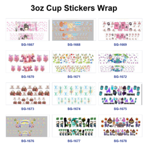 oly-0a969b9522633c0b5d46d2516cea3df5 Wholesale 8pcs Assorted Designs 3oz Cup Stickers Wrap OLY Exclusive