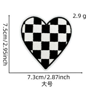 Large love black and white plaid cloth patch